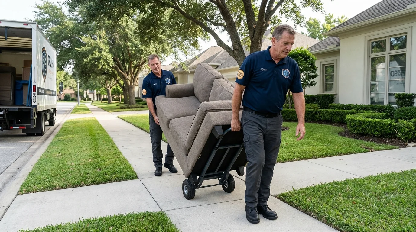 Local residential moving crew loading furniture in North Branch, MN